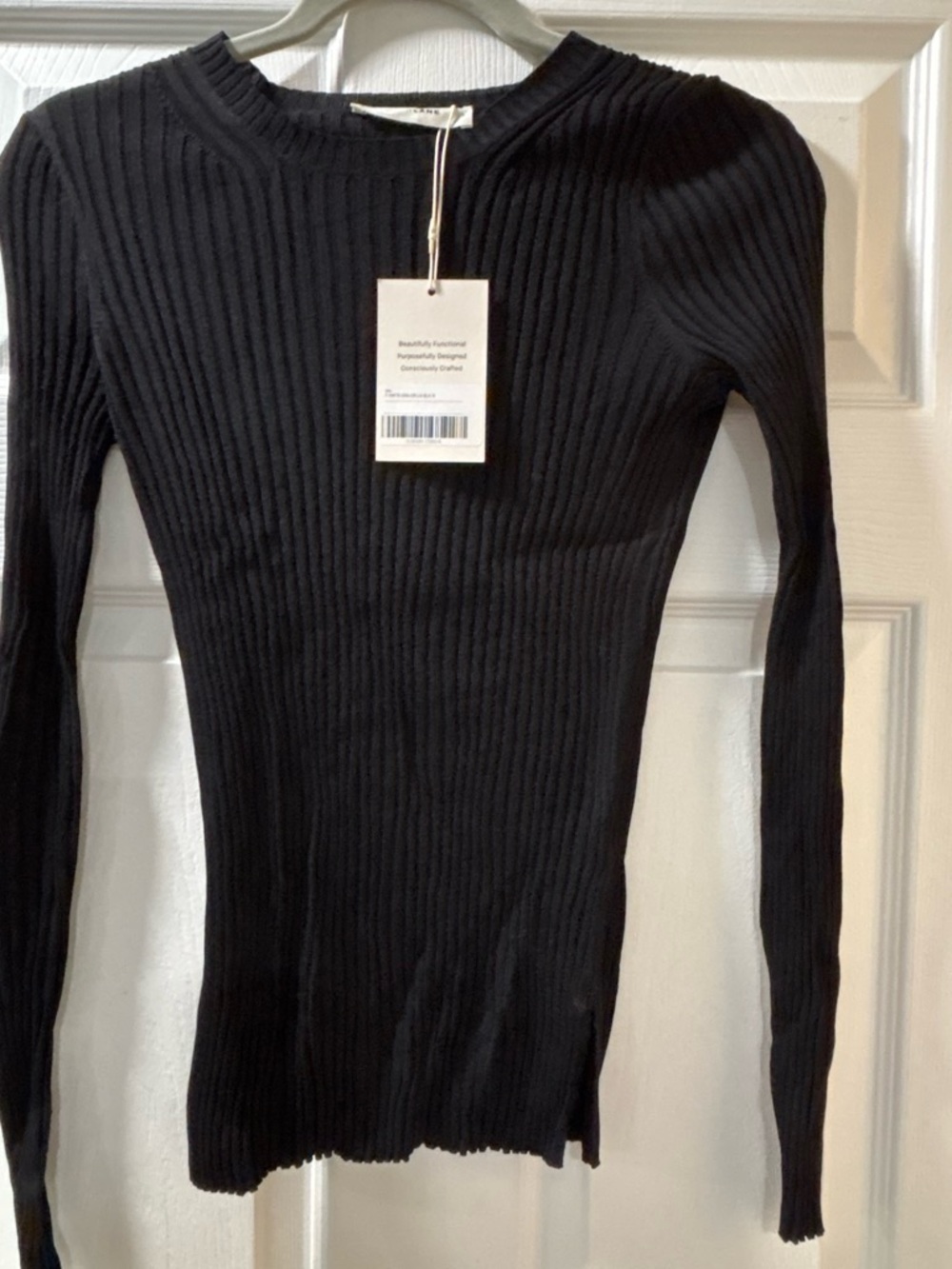 Everlane Black Ribbed Scoop Neck Long-Sleeve Sweater